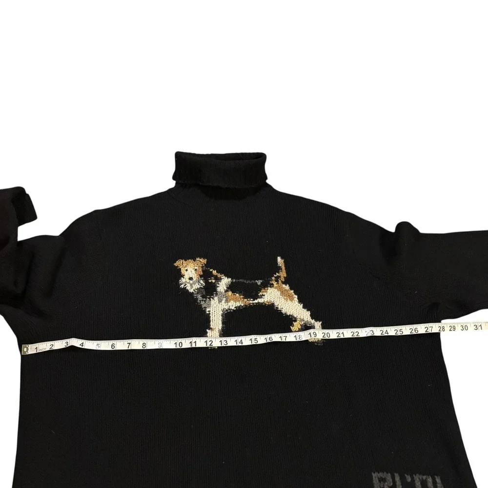Polo by Ralph Lauren Men's Black Lambswool Turtle Neck Sweater Dog XXL Vintage - Picture 8 of 10